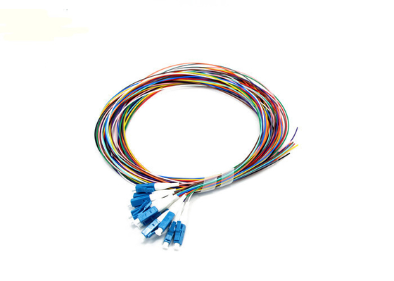 Fiber Optic Pigtail 12F 12 Colors LC UPC Patch Cord 0.9mm OS2 G657A2 9/125 Durable Unjacketed Loose Buffer