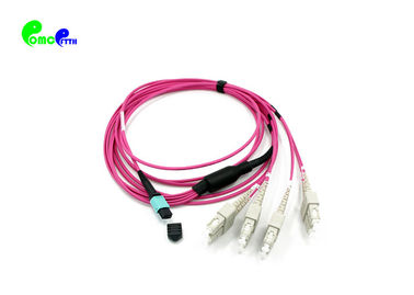 8F OM4 MPO Trunk Cable MPO Female to SC UPC 8F 50 / 125μm Fanout 2.0mm Magenta 5M Type B