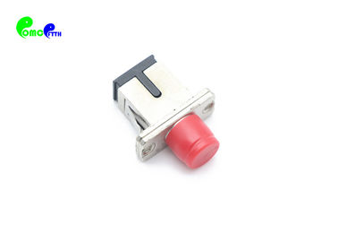 SC Female - FC Female Simplex Hybrid Fiber Optic Adapter Ceramic Sleeve Red Cup With Metal Material